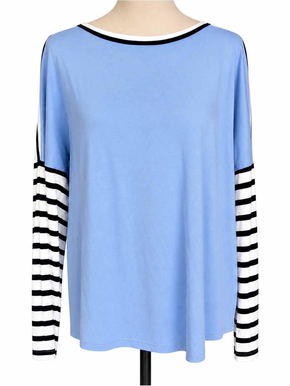 Lovely Melody Blue Colorblock Striped Dolman Sleeve Top Large